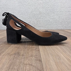 FS/NY Theron Black Suede Pointed Toe Block Heel Pumps with Tassels Size 6.5 - Picture 1 of 11