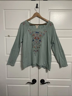 Top Sundance bordado manga larga para mujer mediano floral salvia boho mediano Foto 1 de 4