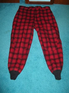 Vintage WOOLRICH Red Black Buffalo Plaid Wool Hunting Pants Sz 40 Excellent Cond - Picture 1 of 7