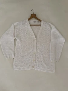 Cárdigan suéter de colección Honors Apparel blanco nítido grande de gran tamaño cabaña abuela - Imagen 1 de 7