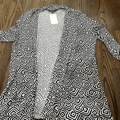 Cárdigan abierto negro geométrico ULLA POPKEN manga larga elástico 16/18 nuevo con etiquetas Foto 1 de 4