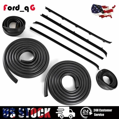For Chevy GMC Truck Front Door Window Run Sweep Felts Weatherstrip Seals Kit Set — 第 1/4 张图片