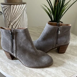 Botines al tobillo Lucky Brand perforados con doble cremallera tacón bloque gris para mujer 7,5 - Imagen 1 de 8