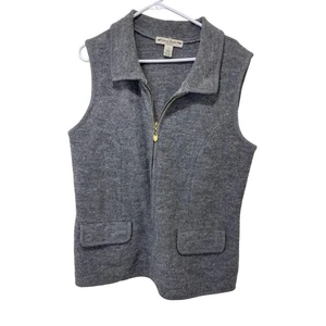 David Brooks Wool Vest Sleeveless Full Zip Collared Pockets Gray 1X - Picture 1 of 2