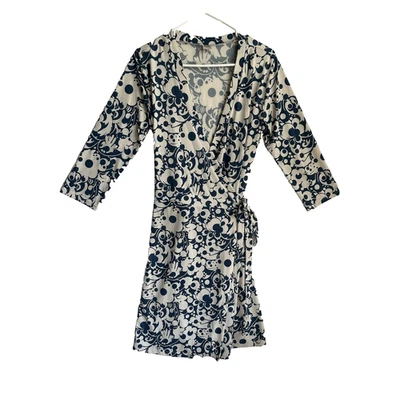 Vestido envolvente floral azul marino antiguo Y2K azul blanco elástico talla grande ropa de carrera fiesta Foto 1 de 4