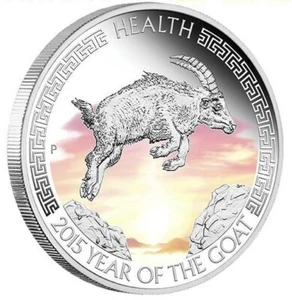 1 DOLLAR ANDA Coin Show Sydney Anno Del Capra Salute Tuvalu 1 oz Argento 2015 - Imagen 1 de 3