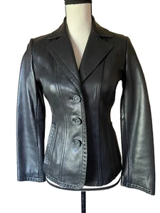 Neu ohne Etikett Harold's BUTTERWEICHE Echtlederjacke Jakobsmuschelsaum Ziernaht XS - Bild 1 von 10
