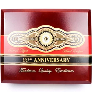 Caja de cigarros de madera vacía Perdomo 660 Sun Grown 20 aniversario 8,5" x 7" x 3,25" - Imagen 1 de 9