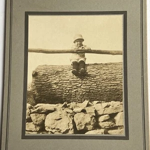Antique Cabinet Card Photograph Odd Trick Illusion Little Person Holding Branch - Picture 1 of 9