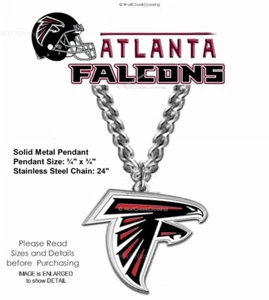 ATLANTA FALCONS NECKLACE STAINLESS STEEL CHAIN NFL FOOTBALL  ¾" x ¾"  FREE SHIP' - Picture 1 of 12