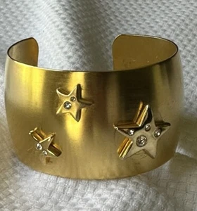 KJL Golden Star Cuff Bracelet Kenneth Jay Lane 1990s Vintage - Picture 1 of 11