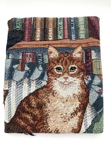 Katzen in der Bibliothek Wandteppich Überwurf 54 "x 61" Garn Bücher Schmetterling Hergestellt in den USA - Bild 1 von 18