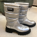 Calvin Klein Laeton Mid Calf Quilted Puffy Winter Boots Metallic Silver Size 7
