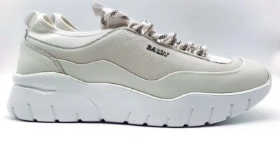 BALLY Womens BIKKI Sheepskin Plain Leather Logo Sneakers White BNWB - Image 1 of 4
