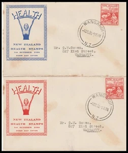 NEW ZEALAND 1938 HEALTH 'HOPPER' FDC RED & BLUE DUO (JF) H38.1EA - Picture 1 of 1