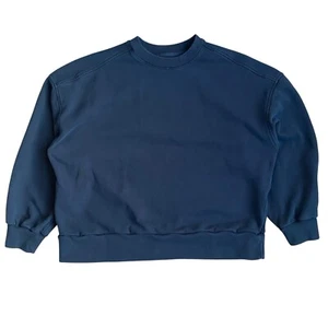 Everlane Cropped Loopback Crewneck Sweatshirt Womens XL Black Relaxed Pullover - Picture 1 of 8