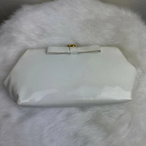 Vintage Ivory Snap Clutch with Bow - Picture 1 of 11
