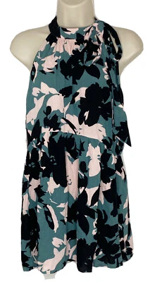 Mimi Maternity Women Black Halter Maternity Floral Tie Neck Top Sz Small New H2 - Image 1 of 4