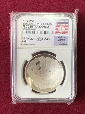 2014 Baseball Hall of Fame $1 NGC PF70 UC "Mickey Mantle" Facsimile Signature - Image 1 of 2