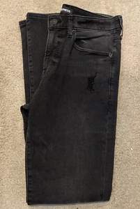 Express Jeans Mens Black Skinny Fit Lightly Distressed Denim - Picture 1 of 3