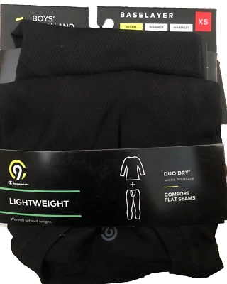 Champion Dou Dry Baselayer Niños Crew and Pant Set Absorbe Humedad Secado Rápido XS Foto 1 de 4