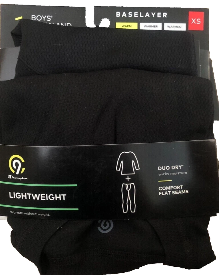 Champion Dou Dry Baselayer Niños Crew and Pant Set Absorbe Humedad Secado Rápido XS Foto 1 de 4