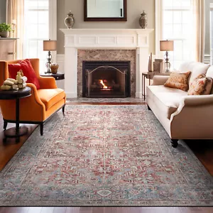 Rugshop Area Rug Vintage Distressed Machine Washable Rugs Living Room Rugs 10x14 - Picture 1 of 10