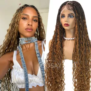Full Lace Front Perücken Synthetik Box Braided Wig Curly Ends Boho Braided Lace Wigs - Bild 1 von 10