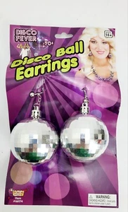 Giant Oversized DiscoBall Earrings 70s Groovy Saturday Night Fever Costume Party - Picture 1 of 5