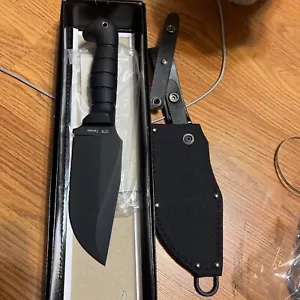 Ka-Bar 02-1278 Heavy-Duty Warthog Black 1085 Carbon Steel Fixed Knife w/ Sheath - Picture 1 of 5