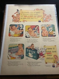 Anuncio vintage de jabón cisne 1943 recortado de bebés - Imagen 1 de 1