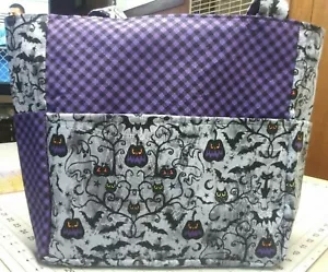 owls bats pumpkins moon stars halloween night tree purse project bag handmade - Picture 1 of 8