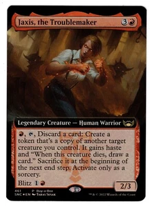 MTG JAXIS, THE TROUBLEMAKER NEW CAPENNA FOIL BUY-A-BOX PROMO RARE RED LP/NM EDH - Picture 1 of 2