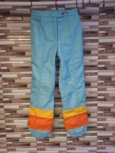 Vintage Blue 12 Medium Womens Ski Pants AHEAD USA winter rainbow brite 28x29 - Picture 1 of 10