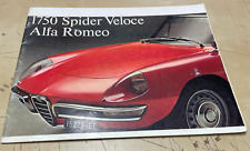 Vintage 1750 Spider Veloce Alfa Romeo w/ USA Version Insert Brochure Catalog