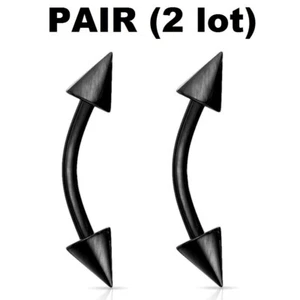 2x BLACK SPIKE Curved Bent Barbells Eyebrow Ear Cartilage Rings Studs Piercing - Picture 1 of 1