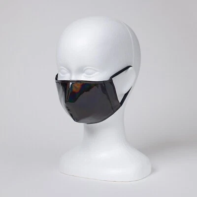 Máscara de PVC grossy (com forro de esmalte) preta/preta (tamanho masculino 3L) couro envernizado - Imagem 1 de 4