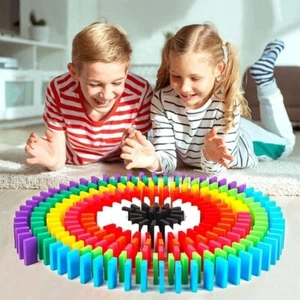 120 PCS Super Domino Blocks, 12 Colors Bulk Wooden Dominoes Building Block Tile - Picture 1 of 8