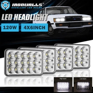 For Ford LTD 1979-1986 4Pcs 4X6" Chrome LED Headlights Hi-Lo Beam H4656/4651 - Picture 1 of 12