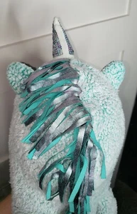 Cat & Jack Girls Sequined Horned Tassel Hooded Unicorn Jacket Teal Size XS 4-5 - Picture 1 of 11