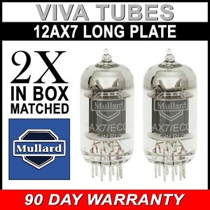 Brand New In Box Gain Matched Pair Mullard Reissue 12AX7 Vacuum Tubes LONG Plate