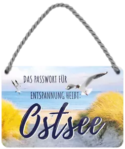 ''Das Passwort für Entspannung heißt Ostsee (Möwen)'' 18x12cm Blechschild - Bild 1 von 4