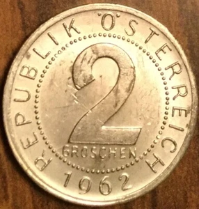 1962 AUSTRIA 2 GROSCHEN COIN - Picture 1 of 2