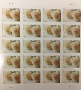 Wedding White Rose Forever Stamps 2011 - Complete sheet of 20 Stamps - Picture 1 of 1