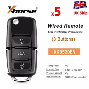 5 x Xhorse XKB520EN Remote Key For B5 Flip 3 Buttons For VVDI Key Tool Max/VVDI2 - Picture 1 of 7