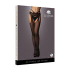 Shots Le Desir Suspender Style Fishnet Pantyhose With Strappy Waist Black