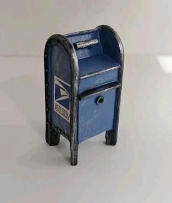 Миниатюрный почтовый ящик USPS почтовый ящик почтовый ящик синий дисплей диорама декорации  - Изображение 1 из 3
