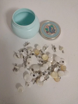 Vtg Lot MOP Mother Of Pearl Buttons W/Avon Bird Of Paradise Trinket Keepsake Jar - Image 1 of 4