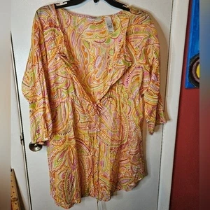 Liz & Co Damengröße Large 3/4 Länge buntes Baumwolltop guter Zustand - Bild 1 von 13