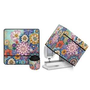 Floral Boho Machine Dust Cover & Sewing Machine Table Mat with Pockets Fits W... - Picture 1 of 5